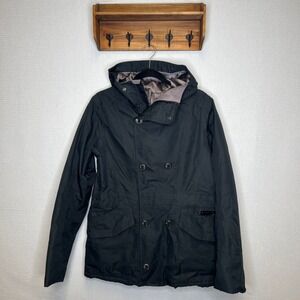 Burton Black Double Breasted Hooded Jacket Womens Size Medium